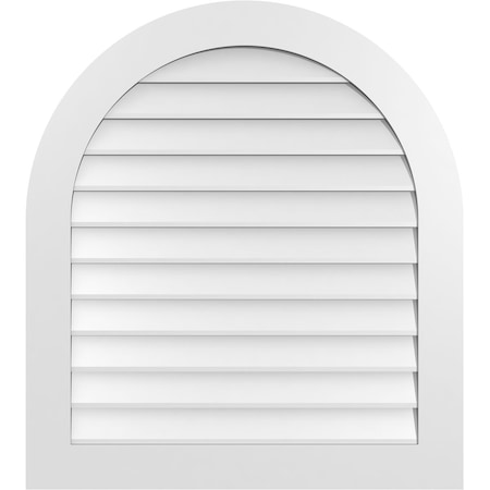 Ekena Millwork Round Top Surface Mount PVC Gable Vent: Non-Functional, w/ 3-1/2"W x 1"P Standard Frame, 34"W x 38"H GVPRT34X3801SN